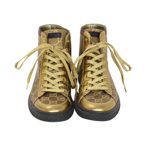 gold gucci shoes men's|Gucci gold sneakers.